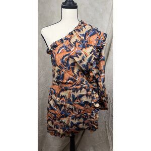 Chufy Memories of Arizona One Shoulder Mini Dress Boho Luxe Cotton Blend Size M